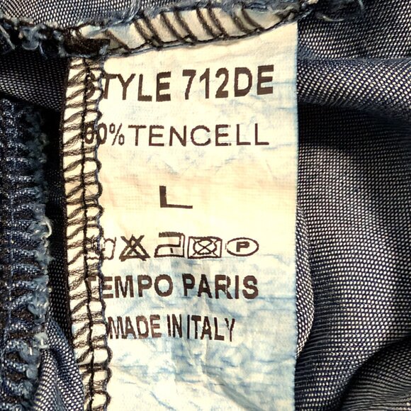 Tempo Paris Womens Size L Blue 100% Tencell Lagenlook Elastic Bubble Hem Skirt - Picture 8 of 8